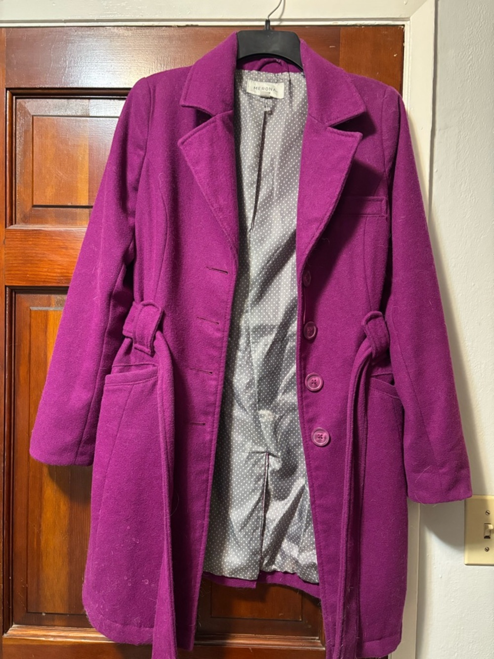 Merona Magenta Wool-Blend Pea Coat